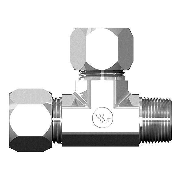 World Wide Fittings Flareless Compression to Male Pipe to Flareless Compression Run Tee 7755X16X16X16 - main